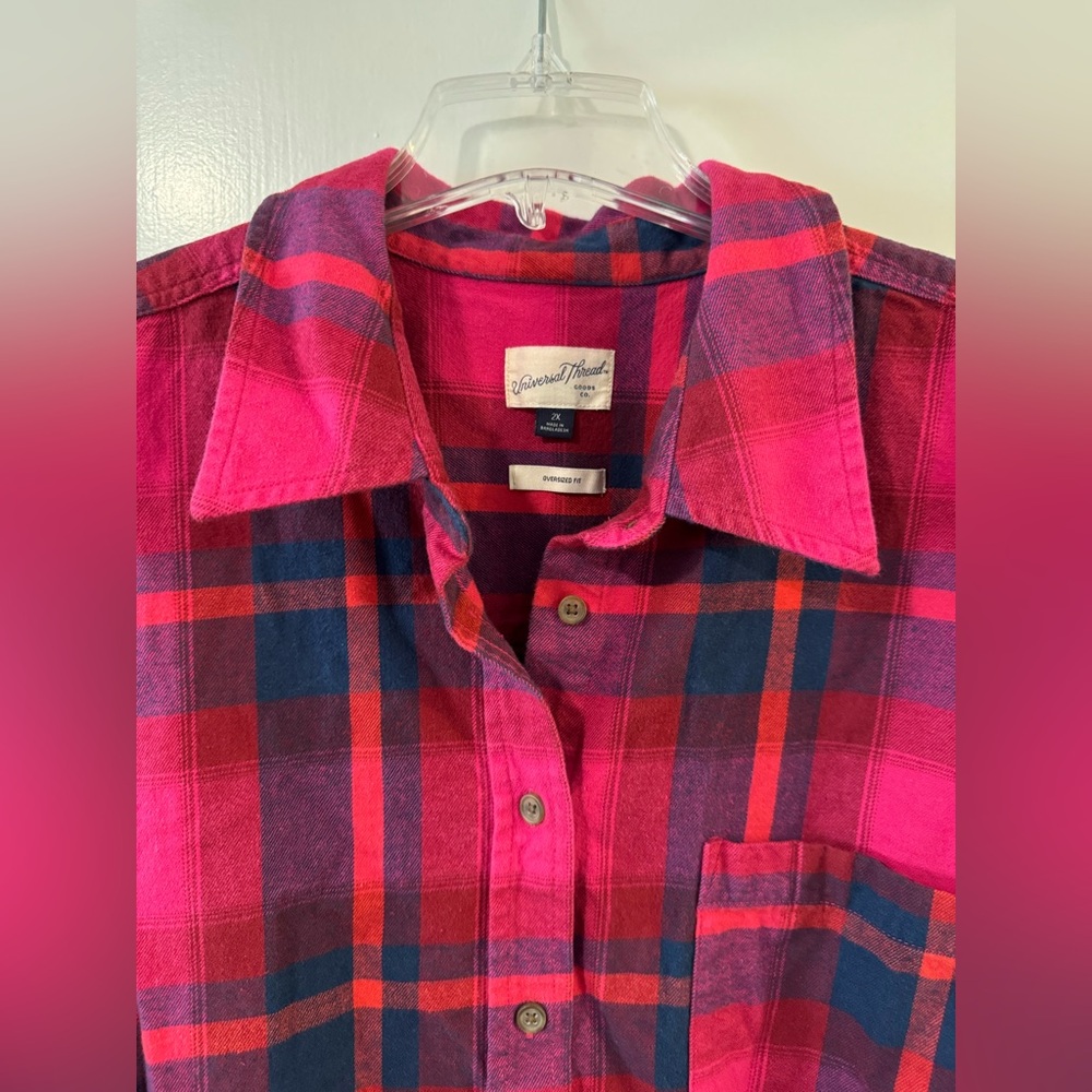 Universal Thread Red and Blue Plaid Shirt 2x - Picture 3 of 6